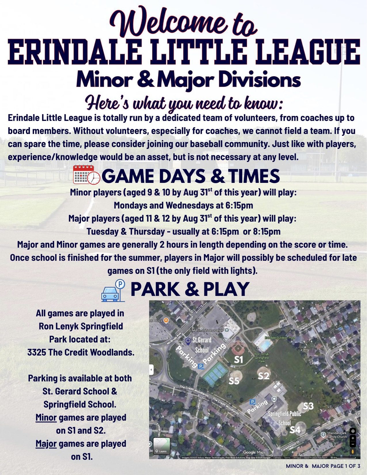 MINOR + MAJOR INFO SHEET